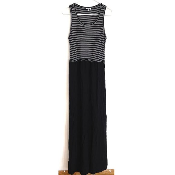 SPLENDID ANTHROPOLOGIE Tiered Maxi Dress Black White Striped Mixed Media Summer - Picture 3 of 14